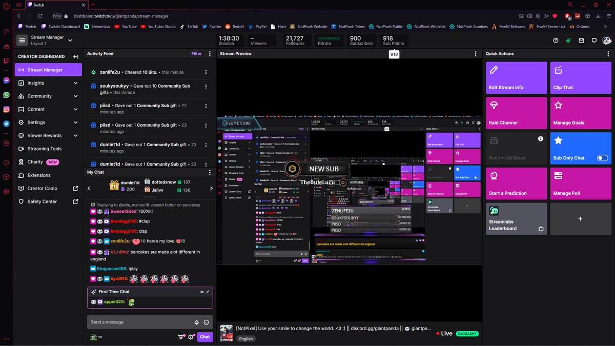 giantpandaTV's tweet photo. Crazy. Can't thank you guys enough! We are now at 900 Subscribers on #Twitch - Still pending the #TwitchPartner application so I am sure this sub count helps!

I appreciate all of you. It's been a crazy ride. From #GTA #FiveM to everything else; Thank-you
https://t.co/o2neEXUDHb https://t.co/HeNdlcGp9A