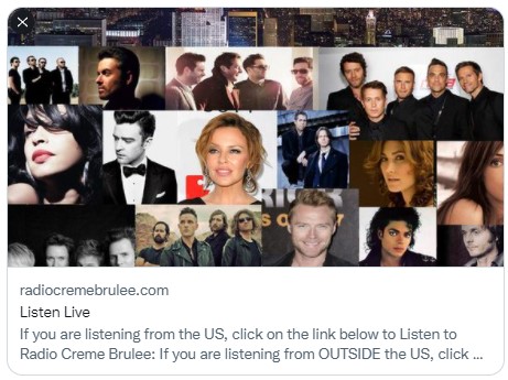 Radio Creme Brulee (@rcremebrulee) on Twitter photo Our NEXT HOUR features music by <a href="/IAMX/">IAMX</a> <a href="/BlossomsBand/">BLOSSOMS</a> <a href="/peterjohncox/">Peter Cox 💙</a> <a href="/bryanadams/">Bryan Adams</a> & <a href="/mwc_music/">Man Without Country</a>.
Listen online from ANYWHERE in the world via the link in our bio/profile! #ListenLive #popmusic #onlineradio Our NEXT HOUR features music by <a href="/IAMX/">IAMX</a> <a href="/BlossomsBand/">BLOSSOMS</a> <a href="/peterjohncox/">Peter Cox 💙</a> <a href="/bryanadams/">Bryan Adams</a> & <a href="/mwc_music/">Man Without Country</a>.
Listen online from ANYWHERE in the world via the link in our bio/profile! #ListenLive #popmusic #onlineradio
