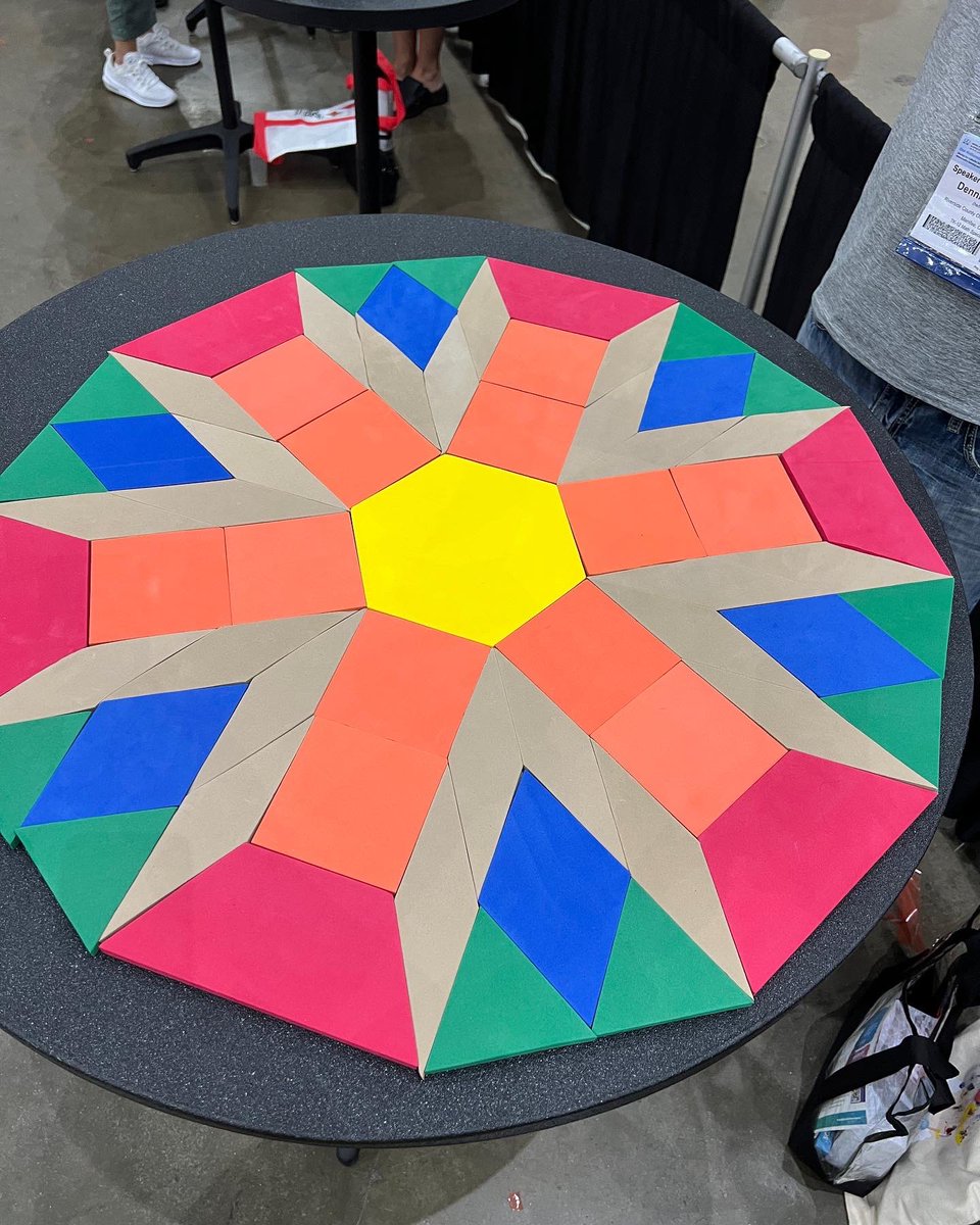 TalkMath2Me's tweet photo. We got to be a part of the Guinness Book of World Records for the largest #PatternBlock #Mosaic. @NCTM @GWR @GWRpress #GWR2023 #Math #Educators @RCOE_IS @RCOE #NCTMLA2022 https://t.co/YIgx1u458E