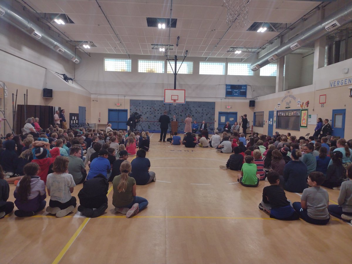 Celebrating <a href="/RobynNewtonPE/">Robyn Newton</a> as she is awarded VT teacher of the year. So great to be all together celebrating the master of direct instruction, the friendly face, the advocate and the one who does so much for our school and community. #teacher