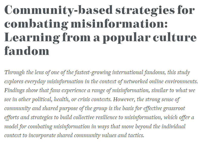 ElegantLogic's tweet photo. Sharing our new paper about how ARMYs combat misinformation in Harvard Misinformation Review: https://t.co/7FcIyHjUCm

Many thanks to my co-authors and #BTSARMY who participated in this study. 🙏💜 https://t.co/mapI8dNKCf