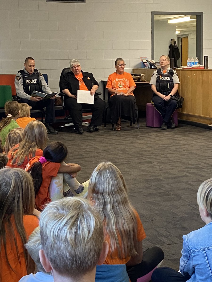 Today CDS reflected and learned at our Orange Shirt Day Assembly.  Thank you Ms Porter, Elder Peggie, Cst.  Bailey and Cst. Beaton for joining us. #EveryChildMatters