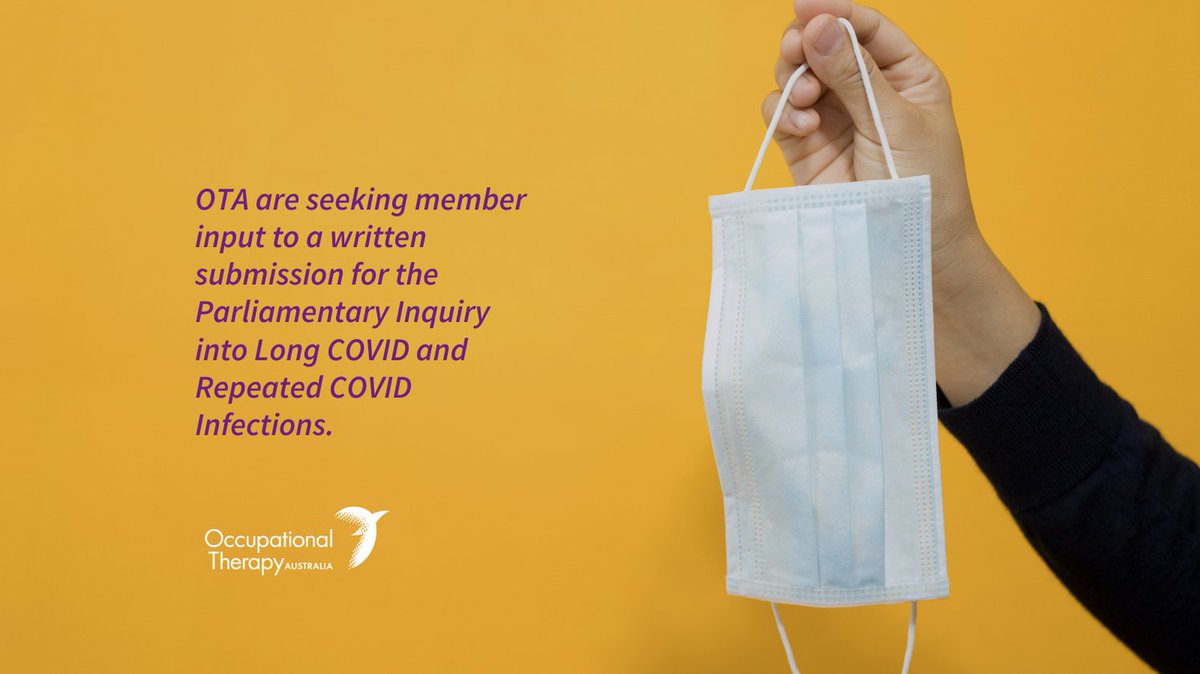 📋 Parliamentary Inquiry into Long COVID. For information on how to contribute to the OTA written submission or to attend an upcoming online discussion group, visit 👉bit.ly/3RoJSG2 📅 Submissions close 14th October 2022. #LongCOVID #COVID19 #PostCOVID #PostCOVID19