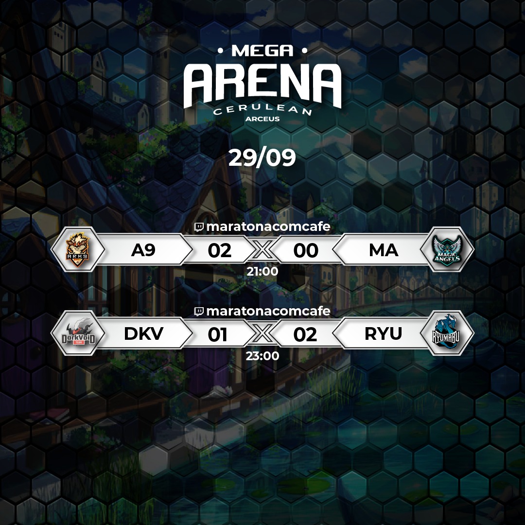 xmgaesports's tweet photo. ⚔️ Confira os resultados dos confrontos de hoje pelo Circuito das Insígnias! 

Arceus:
@Ark9Unite⚔️Magic Angels
Darkvoid⚔️Ryumaru

Mew:
@ArcadianSlz⚔️@zap_cannons 
@DragoUniteE_S (X)⚔️@zap_cannons 
Chinelo Team⚔️Bushido
5 Elements⚔️@FatalIlusion 
@BrasiliaWizards ⚔️ Bushido

🏆🎮 https://t.co/GFjNaety4z