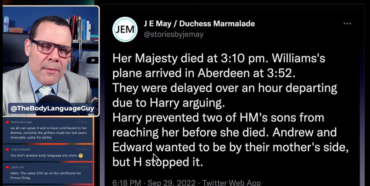 MoleRachels's tweet photo. Are u happy  H&amp;M? Meghan arguing with Harry, Harry arguing with Charles... delayed their flight by an hour+ causing Edward, Sophie, William and Andrew to not make it to the Queen before she passed. Harry took a later plane in the end. I'd be livid if was me getting to my mum 🔔🔚 https://t.co/JMaa6jFXo7