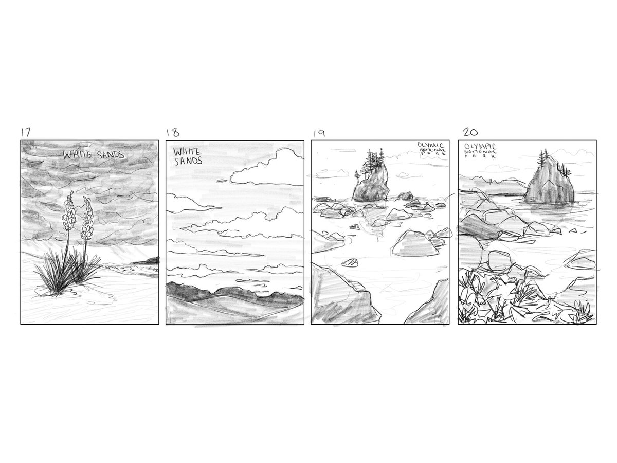 skdigitalart's tweet photo. Thumbnail sketches for a national park poster. (Some are from the states, some are from Uruguay where I grew up) Which is your favorite? https://t.co/Bqsgd5V0ow