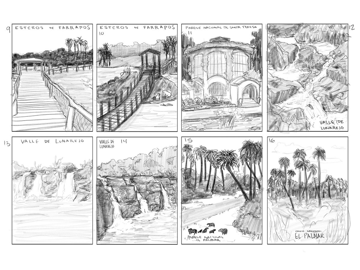 skdigitalart's tweet photo. Thumbnail sketches for a national park poster. (Some are from the states, some are from Uruguay where I grew up) Which is your favorite? https://t.co/Bqsgd5V0ow