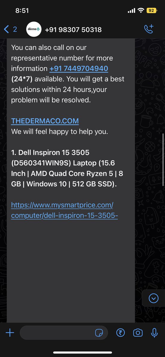 itzzpratik's tweet photo. Derma Co. My personal details (my phone no.,email id,shipping address,product purchase details)has been leaked after ordering from your website.Person calling to do fraud with the order details.
Got call from +91 744-9704940 @mamaearthindia @thedermaco @VarunAlagh @GhazalAlagh https://t.co/ig3TBaAfu5
