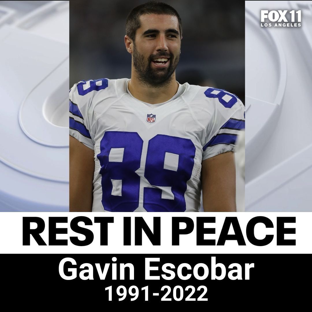 FOXLA's tweet photo. REST IN PEACE: Dallas Cowboys tight end turned Long Beach firefighter Gavin Escobar has died in a rock climbing accident in Riverside County. MORE: https://t.co/XXM4Q9CXZr https://t.co/G7LaWfyKk4