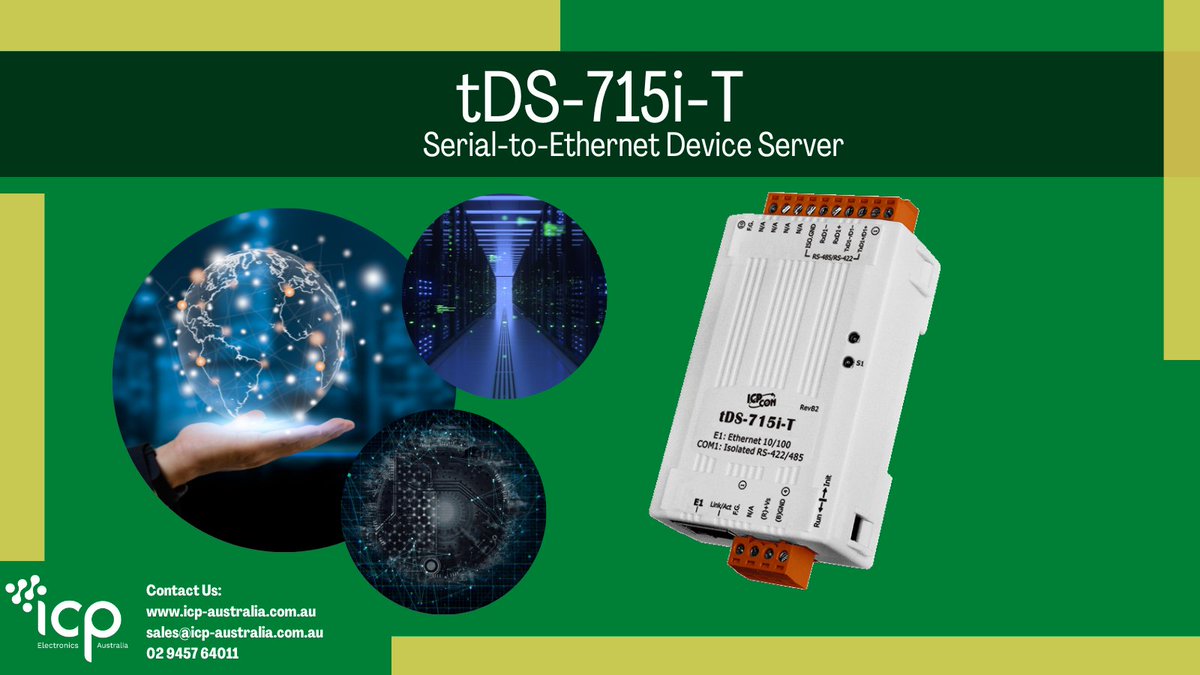ICPElectronics's tweet image. tDS-715i-T is a Serial-to-Ethernet #deviceserver that is designed to add #Ethernet and #Internet #connectivity to any RS-232 and RS-422/485 device. It has ultra-low power consumption, #reducingcosts of increasing fuel and electricity prices. See More: icp-australia.com.au/tds-715i-t-tin….