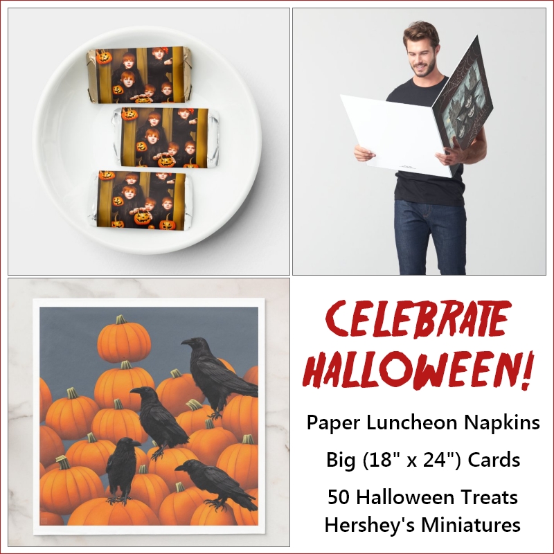 🎃Halloween Cards & Treats That Spook Your Party Guests! | BIG Cards, Paper Party Napkins, Hershey Chocolate Treats & More | In The Global Museum Store zazzle.com/collections/ha… #Halloween2022 #Halloween #HalloweenCards #HalloweenTreats #zazzlemade #cards #chocolate #parties
