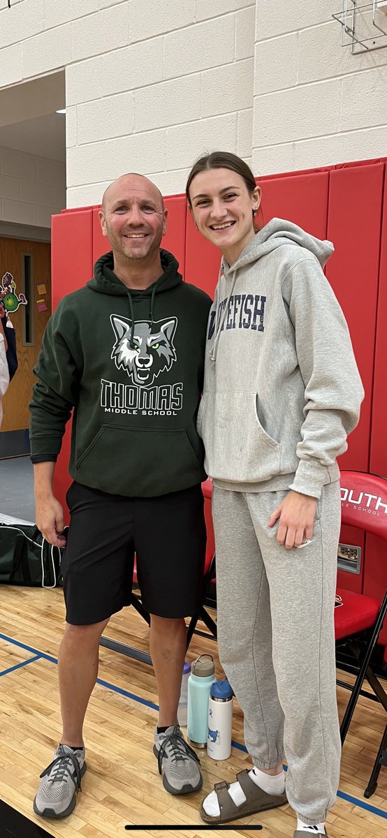 So great to see TMS alum and future <a href="/PrideWolfpack/">Pride of the Wolfpack</a> inductee <a href="/katyeidle/">Katy Eidle</a> at the TM/South bball game. Good luck at @HerseyGirlHoops this season and <a href="/umichwbball/">Michigan Women’s Basketball</a> next year.