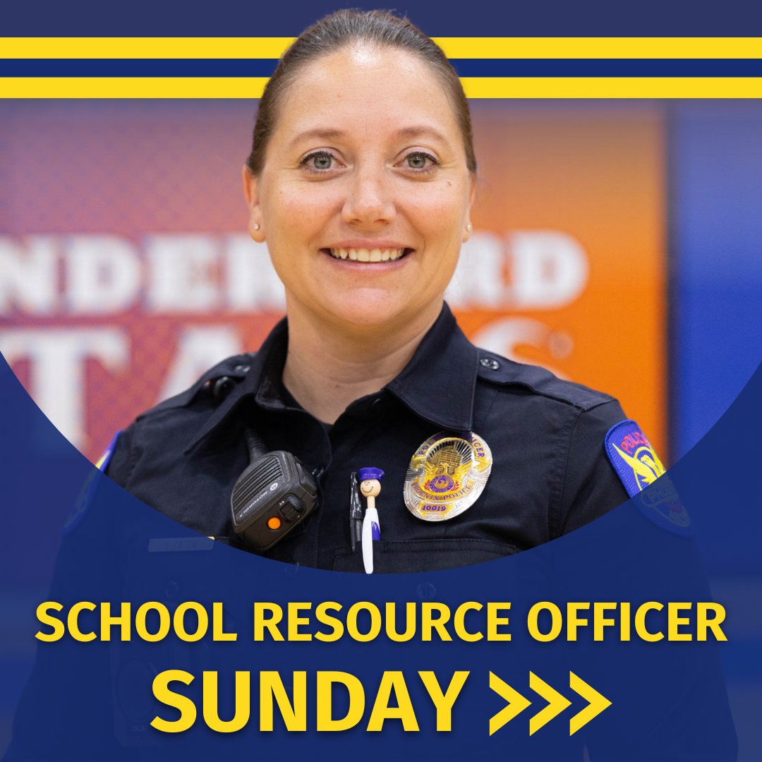 PhoenixPolice's tweet photo. Meet SRO Tatum of Thunderbird HS and Greenway HS. Before she became an SRO, Tatum was a 4th grade teacher and worked with an SRO in her class. That interaction led to Officer Tatum wanting to become an SRO herself. 

Go Titans!! Go Demons!! #SROSunday #PHXPDSchoolResourceOfficer https://t.co/k6QLvxlBuo