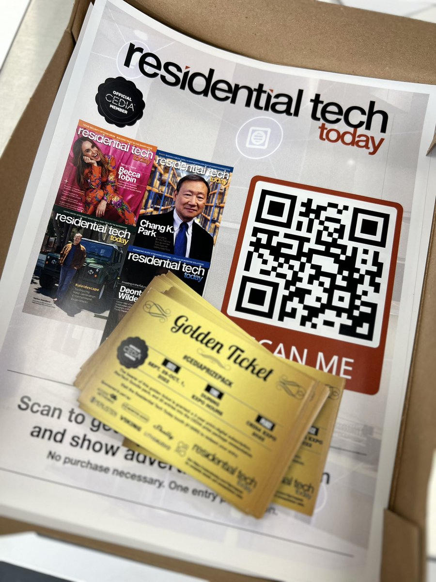 Find #goldentickets at #CEDIA2022 

Grab a copy  w @BronzeBomber &  CEO of @kaleidescape on the covers

@AccessNetworks @shelly_IoT @OrroHome @VikingElectron @LitheAudio #perlisten @MonitorAudio @CEDIAExpo @urc_automation 

@shiggins_IPW @chucko24 @glowacki_jeremy @InnoTechToday