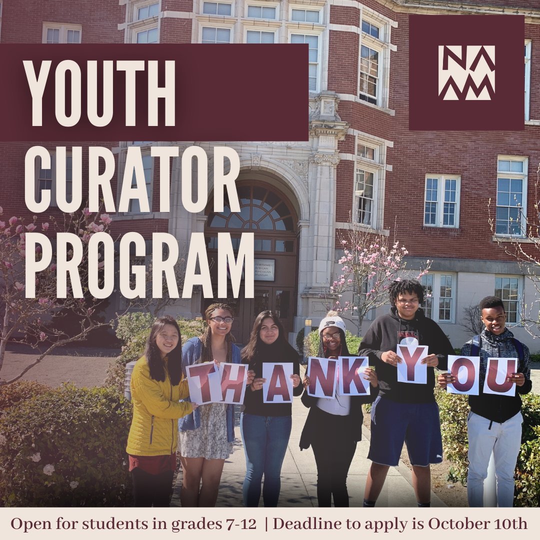 naamnw's tweet photo. NAAM invites students in grades 7-12 to apply to the 2022 Youth Curator Program. During your time in the program, you will develop skills related to art, writing, research, film making, and music.
Apply today here: https://t.co/TaiqJEVn6j https://t.co/pZPAEjVvLP