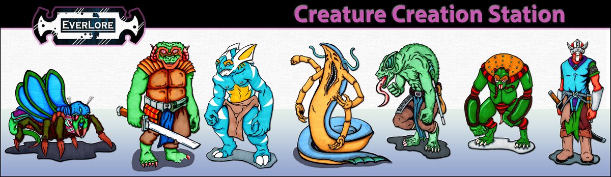 EverLoreGame's tweet photo. Participate in our Creature Creation Station at this year’s #CinCityCon. Brainstorm concepts on new beasties. Get your name listed in a published work &amp; buy your copy of EverLore at Booth 13. This Game Is For You! Sign up at https://t.co/AxtN3PWP3z #EverLoreGame #TTRPG #Gaming https://t.co/NuvsTNA3S3