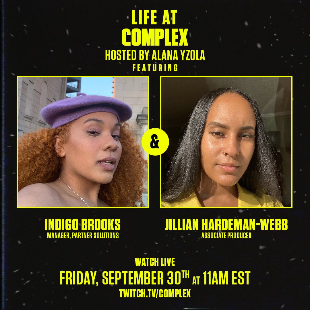 ComplexPop's tweet photo. Happening Now: #LifeAtComplex is live on Twitch. 🚨🎙

Join @INDIGONlGHTS &amp; Jillian Hardeman-Webb for the episode. Hosted by @AlanaMYzola.

STREAM: https://t.co/yqBdCDnj1m https://t.co/uSDrH6W1Zx