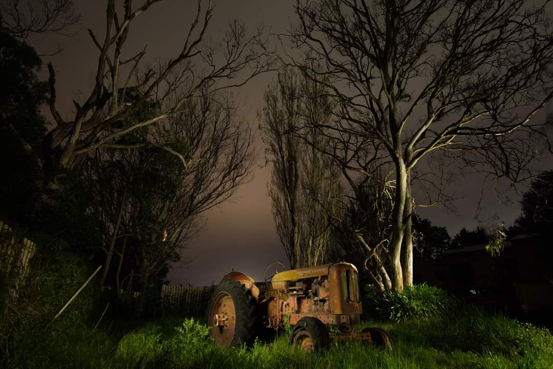 A local was out doing some night photography last night and captured this awesome pic of my Nuffield tractor, she's been relocated to our new farm #nuffield #nuffieldtractor #farmlife <a href="/penfreshorganic/">Wayne Shields</a>
