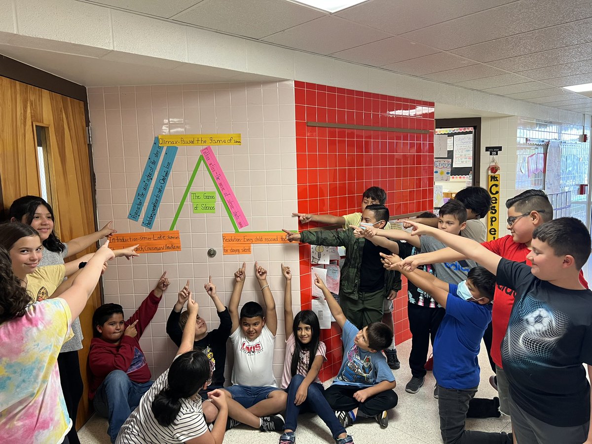 MissPena04's tweet photo. My students loved filling out the plot diagram based on their story of the week “The Game of Silence.”🏼🧡💙 @McAllenISD @Rockets120 #rocketpride https://t.co/U81mzTLJNg