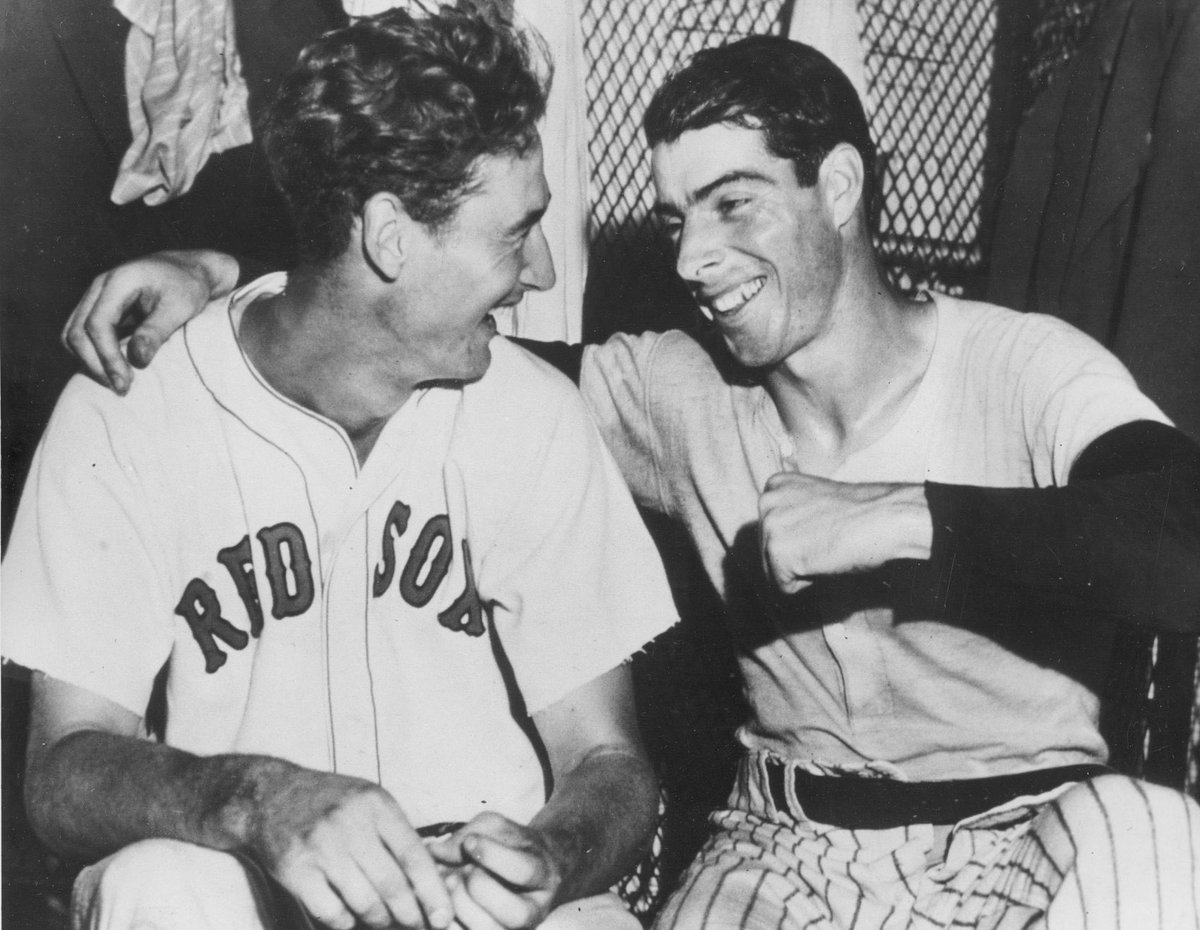 nut_history's tweet photo. How good was Ted Williams?  

Joe DiMaggio during his hitting streak: .408/.463/.717/1.181

Ted Williams during DiMaggio’s hitting streak: .412/.540/.684/1.224 https://t.co/3YWghRozDD
