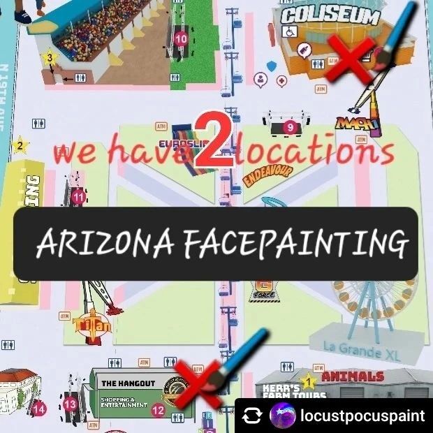 viscreativity's tweet photo. Come find us at the @arizonastatefair !!! We have 2 locations! One in the kidzone at the SE end of the green Hangout building and one at the South end of the coliseum..follow the sky ride and you will see both our booths!!! https://t.co/QkWPVMbfA3