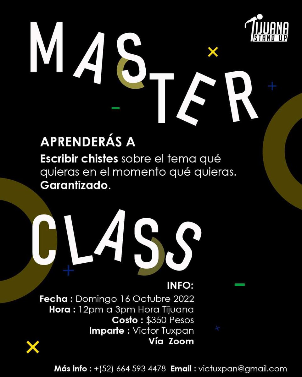 VicTuxpan's tweet photo. Voy a hacer esto. 

Atención comediantes! 
Master Class de escritura de chistes.  Domingo 16 Octubre 12 PM vía Zoom 📲🖥️💻
La sesión quedará grabada por 7 días. Además de que se creara una red de trabajo. Escríbanme para más info. 📲📩 https://t.co/9QKLRdMPuo