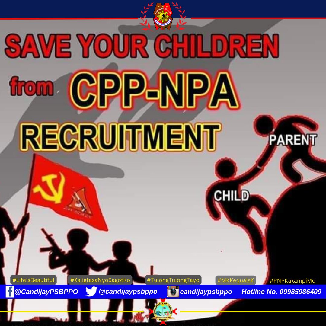 candijaypsbppo's tweet photo. SAVE OUR CHILDREN!
STOP TERRORISM!

#TeamPNPCandijay
#LifeIsBeautiful
#KaligtasaNyoSagotKo
#TulongTulongTayo
#MKKequalsK
#PNPKakampiMo
#StopTerrorism https://t.co/VEKTFp315l