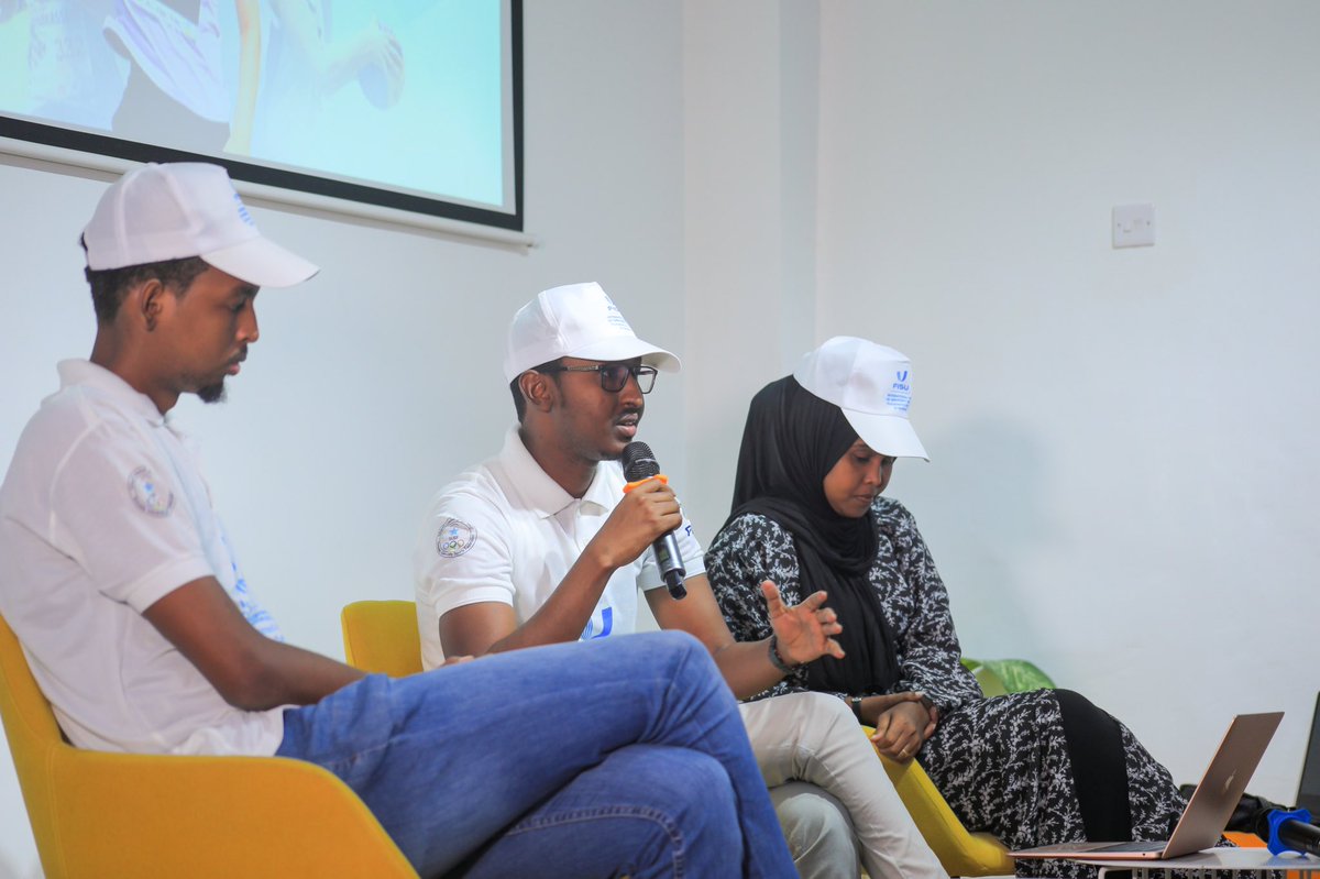 SUSFSomalia's tweet photo. We celebrated international day of  University sport with support of @FISU.

Thanks to Fisu Student Amb @wehlie_ahmed , our Deputy director @Ibraahinnolosha and @nasrokiin for putting this together.

Thanks to @iRiseHub for providing us the space.

#LetsIDUS2022 https://t.co/RS9e3LNumK