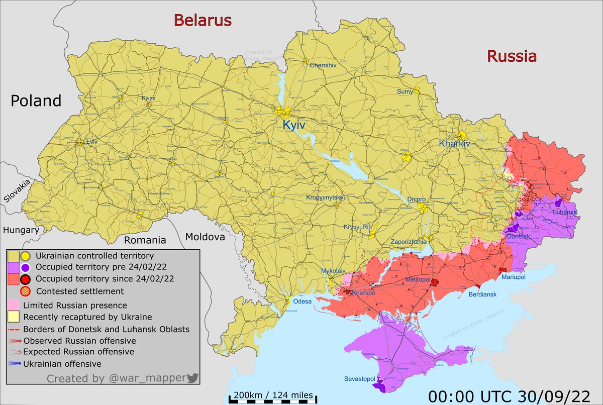 Карта боевых действий на Донбассе 