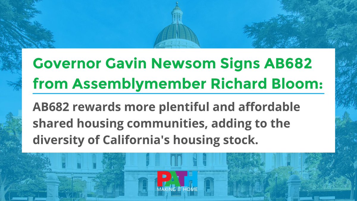 pathpartners's tweet photo. Celebrating the signing of two bills capping off an incredible housing legacy from our friend @AsmRichardBloom. #AB682 legalizes more affordable cohousing communities. #AB2295 streamlines affordable housing for teachers, school employees, and others in need. https://t.co/0Qxbf3jrJe