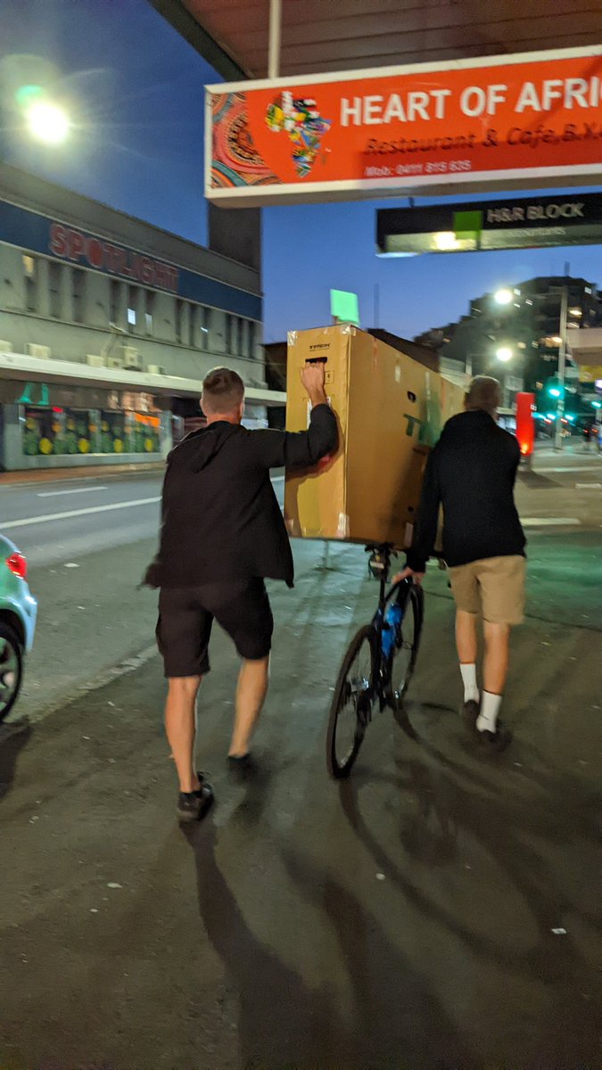 Seen at the end of #Wollongong2022 
Who needs a car when you can transport your new bike...on a bike?