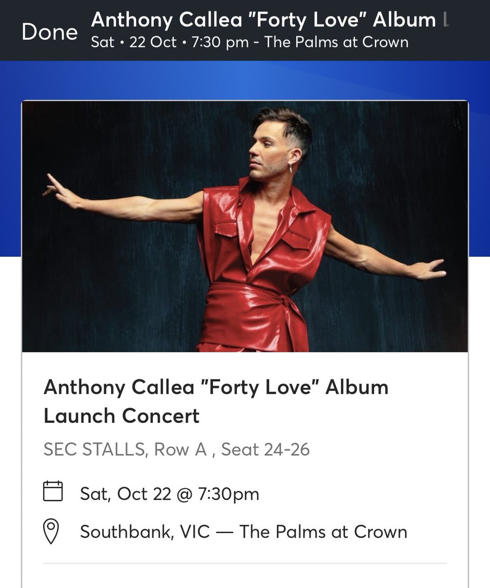 NicJones911's tweet photo. FRONT ROW @AnthonyCallea countdown is on not only celebrating your new album launch but it will be mum’s birthday celebrations! https://t.co/s5wpObvsiB