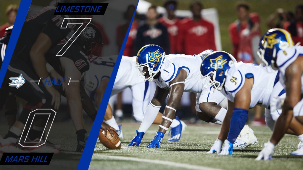 LimestoneSaints's tweet photo. Sophomore RB Tre Stewart ties the @LimestoneFB single-season record for rushing touchdowns in a year with a 23-yard second-quarter scamper, giving the Saints a 7-0 lead at the intermission over Mars Hill.⚜️

#DefendTheRock
#limestONEnation https://t.co/0u0NqMSqh5