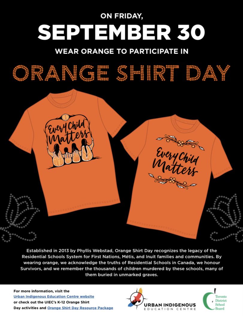 September 30 - Orange Shirt Day &amp; National Day for Truth &amp; Reconciliation is not a celebration! It is a day to honour residential school survivors &amp; their families, remembering those murdered in these places. Be thoughtful of your posts and remember truth before reconciliation