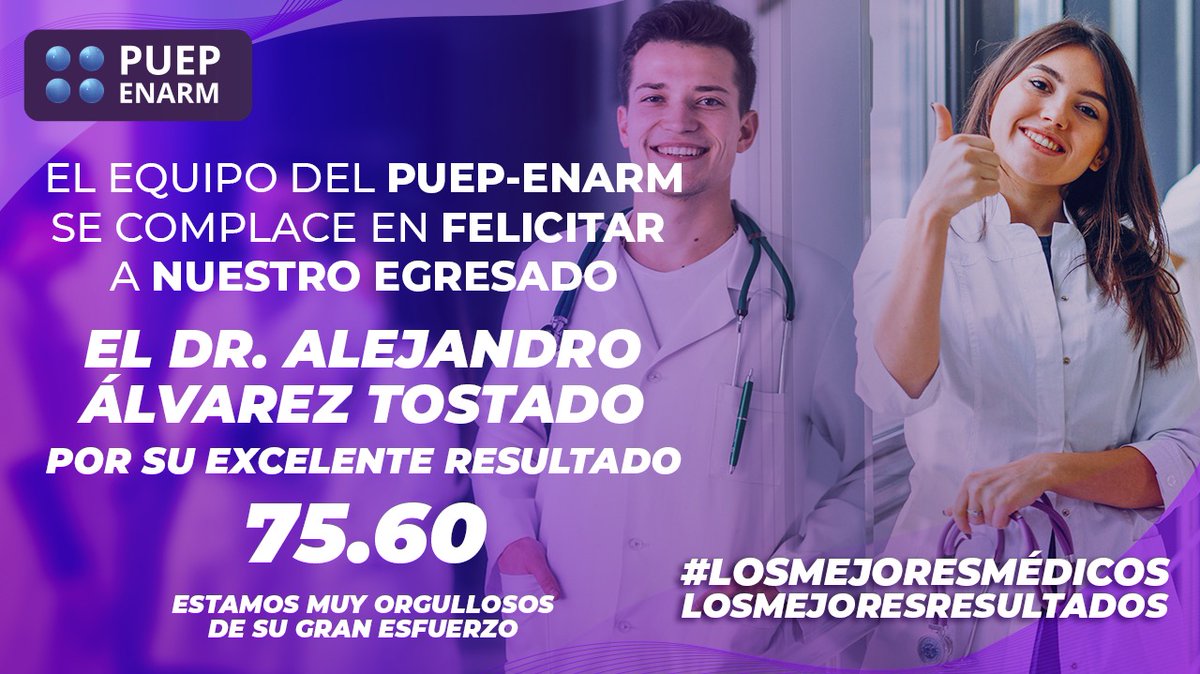 puep_enarm's tweet photo. Tenemos alumnos de excelencia.
¡Enhorabuena Dr. Álvarez! Por lograr una meta con resultados sobresalientes!
#LosMejoresMédicosLosMejoresResultados #ENARM2022 #puepenarm https://t.co/E0XNWBpSjt