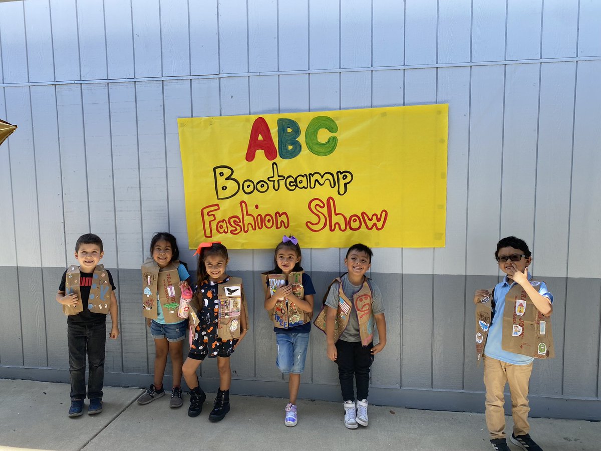 arroyoPUSD's tweet photo. Today our Kindergartners summed up their ABC Bootcamp with a Fashion Show . They were able to take a letter and showcase what they learned. Literacy is one of our key focuses at Arroyo! @PomonaUnified #ArroyoKinders #ABCBootcamp https://t.co/eCyUM3teyy