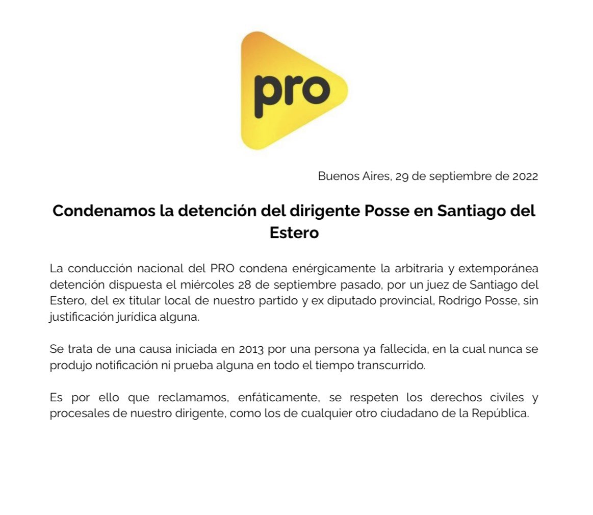 ClauMachaca's tweet photo. Pedimos la inmediata liberación de @RodrigoPosseSgo Dirigente de @sgoPROoficial . Repudio enérgicamente el abuso y la tiranía del poder político de Santiago del Estero‼️#NoEstaSolo #RodrigoPosse #Justicia TODOS ATENTOS CON SANTIAGO DEL ESTERO‼️‼️👀 https://t.co/TwmuQ41WvF