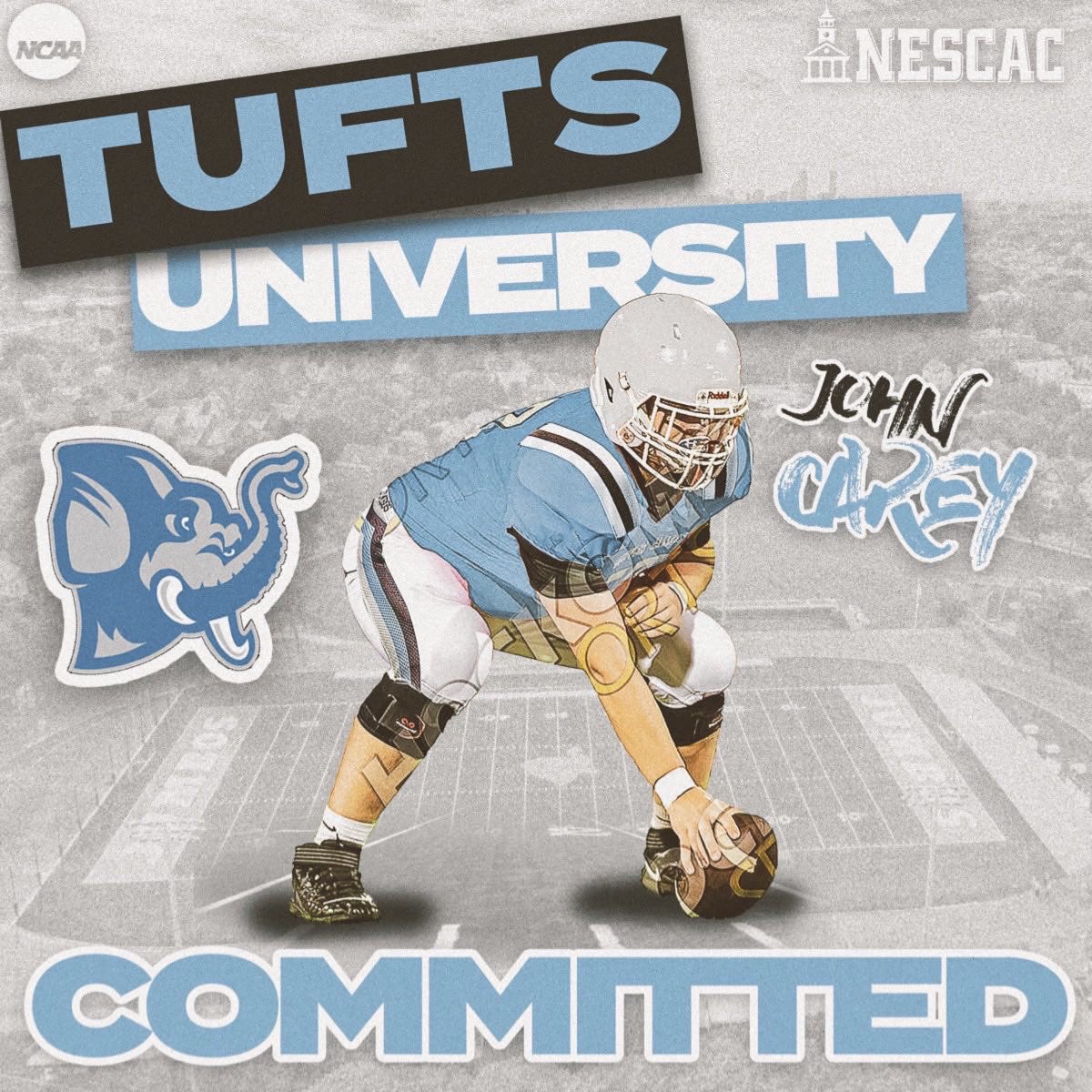 JohnCarey57's tweet photo. Beyond blessed for the opportunity to further my academic and athletic career at Tufts University! GO JUMBOS🐘💙 https://t.co/ebmPBlJ5oR