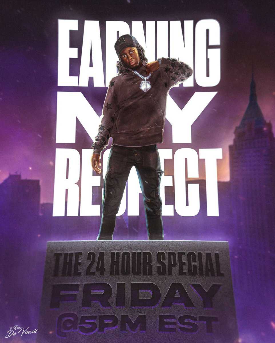 KaiCenat's tweet photo. TOMORROW IS THE OFFICIAL 24 HOUR SPECIAL😈THIS ONE WILL BE HUGE!! STARTING AT 5PM EST DON’T MISS IT🔥#EarningMyRespect https://t.co/DrDY91gKLr