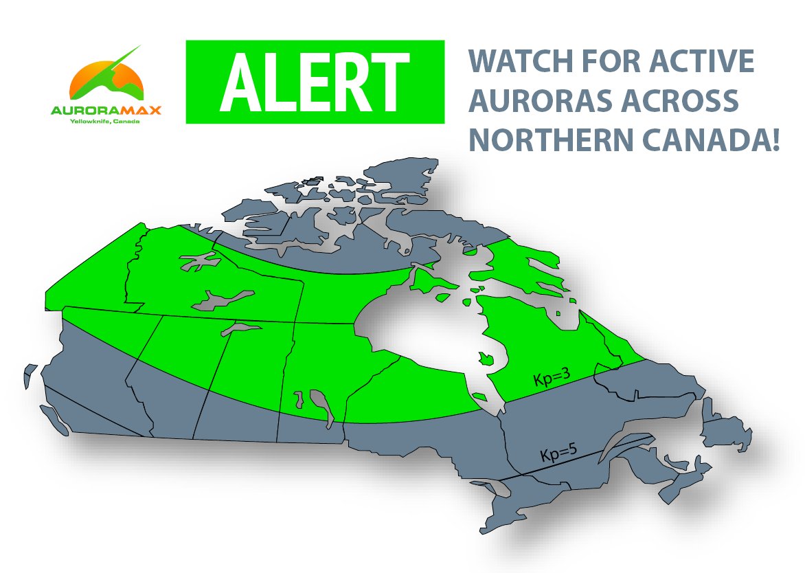 Alert! We have a weekend of auroras ahead! If your region is shaded green on the map, be on the lookout for #NorthernLights tonight, September 29th!