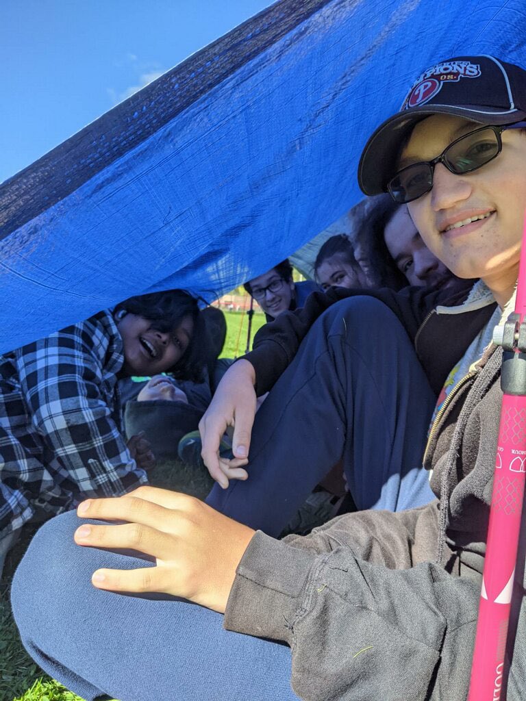 ICSDPEandHealth's tweet image. Ms. Norsen’s Outdoor Education class building shelters to prep for next week’s trip to Lime Hollow Nature Center with the Unified PE class #Unified
