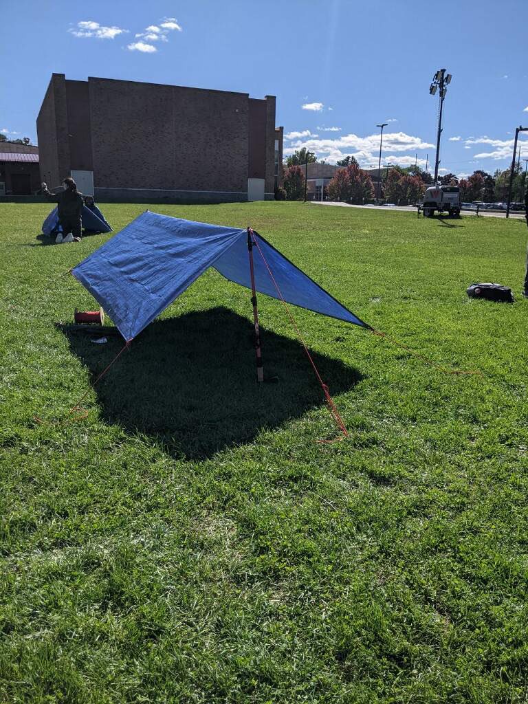 ICSDPEandHealth's tweet image. Ms. Norsen’s Outdoor Education class building shelters to prep for next week’s trip to Lime Hollow Nature Center with the Unified PE class #Unified