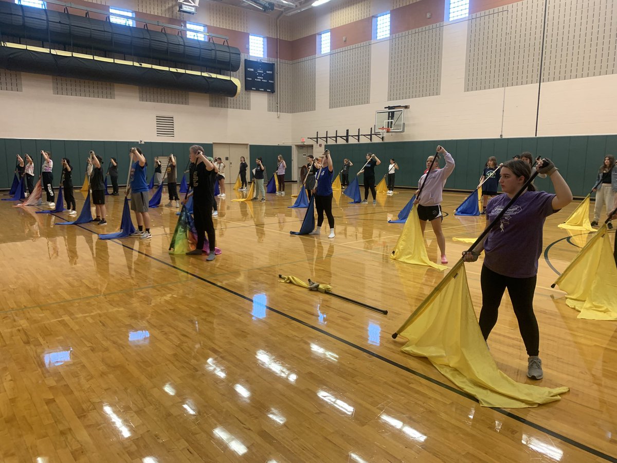 DavidAUhrig's tweet photo. Color guards from all 3 @rochcommschools HS marching bands met to prepare for Sat. night’s RCS Festival at @AHSHighlanders on Sat, Oct 1 @ 7 pm. All 3 RCS marching bands will perform, a combined guard performance, a 3-way Drumline battle &amp; a combined mass band performance! https://t.co/gZdatSilU8