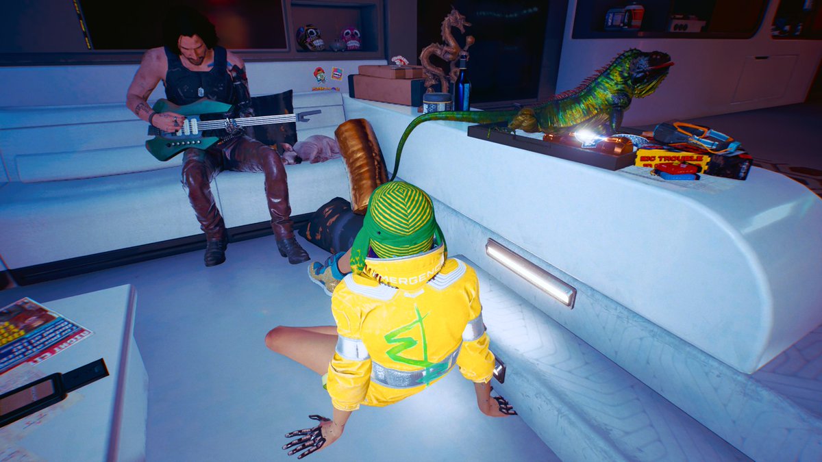 Memmo_92's tweet photo. @CyberpunkGame With the pals 🐈‍⬛🦎🎸
#BeyondFast https://t.co/NfgpwmBhhv