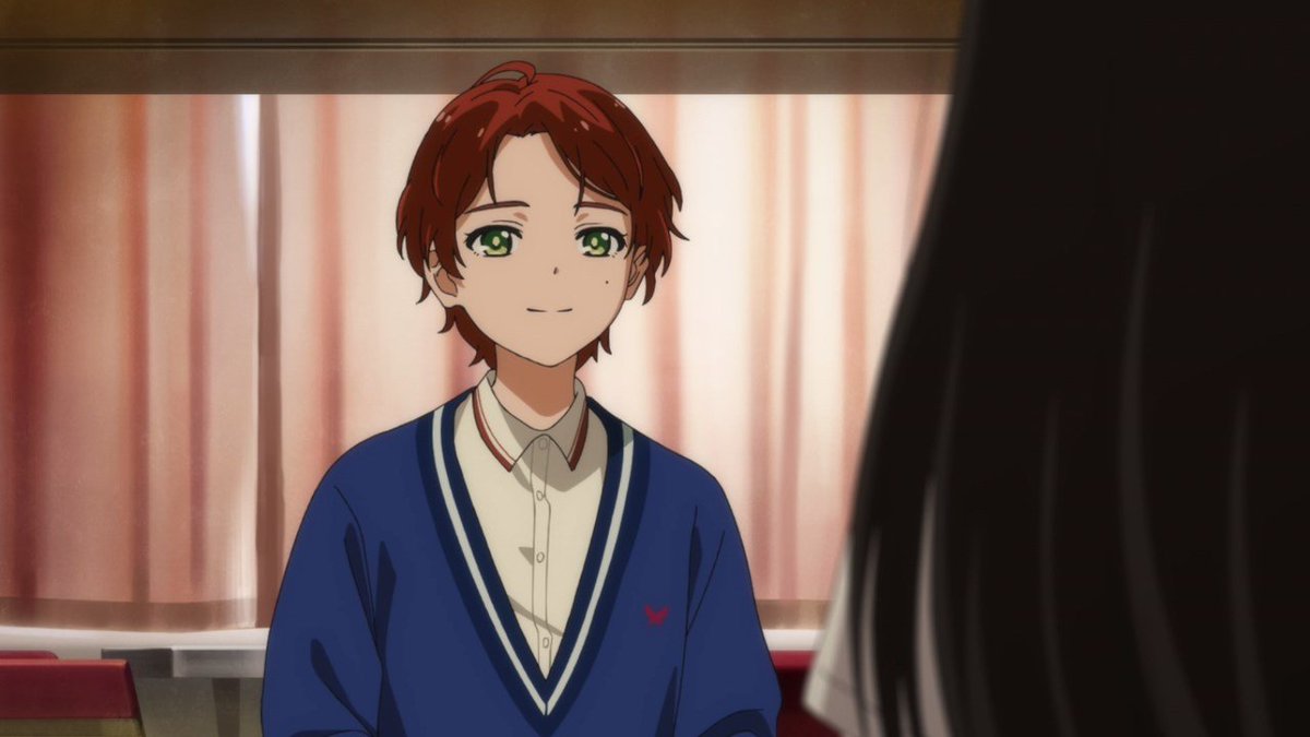 orangeotd's tweet image. the orange anime character of the day is momoe sawaki from wonder egg priority! she's trans (heavily implied)!