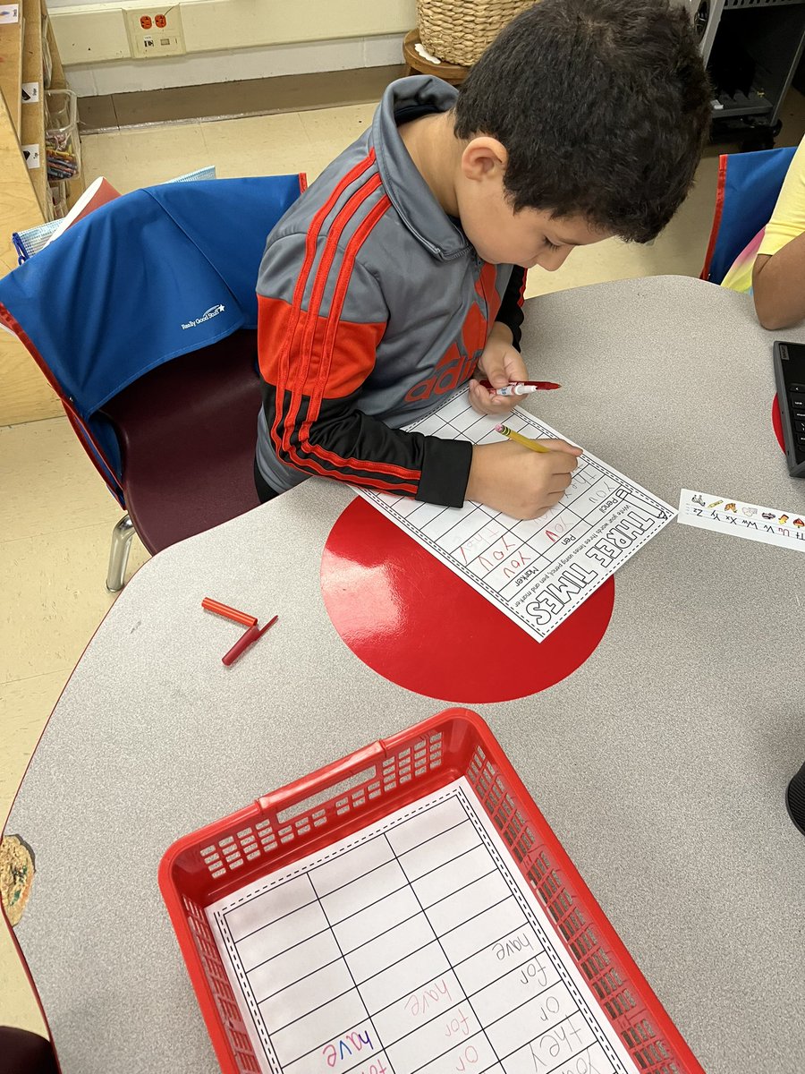 1st graders in Room #6 had lots of fun practicing Fundations Ready to Rise “trick words” in different centers today!