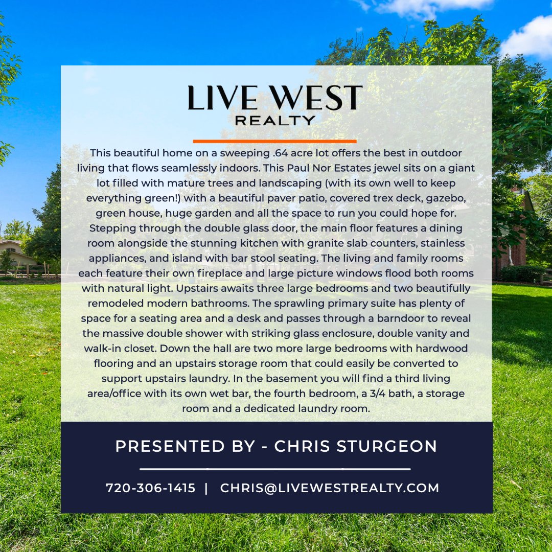 LiveWestRealty's tweet photo. 🏡 J U S T L I S T E D 🏡
810 Dearborn Pl
- B O U L D E R , C O -
Listing Agent: Chris Sturgeon
Chris@livewestrealty.com
720-306-1415
.
.
.
.
#justlisted #justlisted🏡 #justlisted✨🏡 #justlistedhomes #justlistedforsale #boulder #boulderco #boulderlife #boulderrealtor #livewest https://t.co/wfYYEt31RV