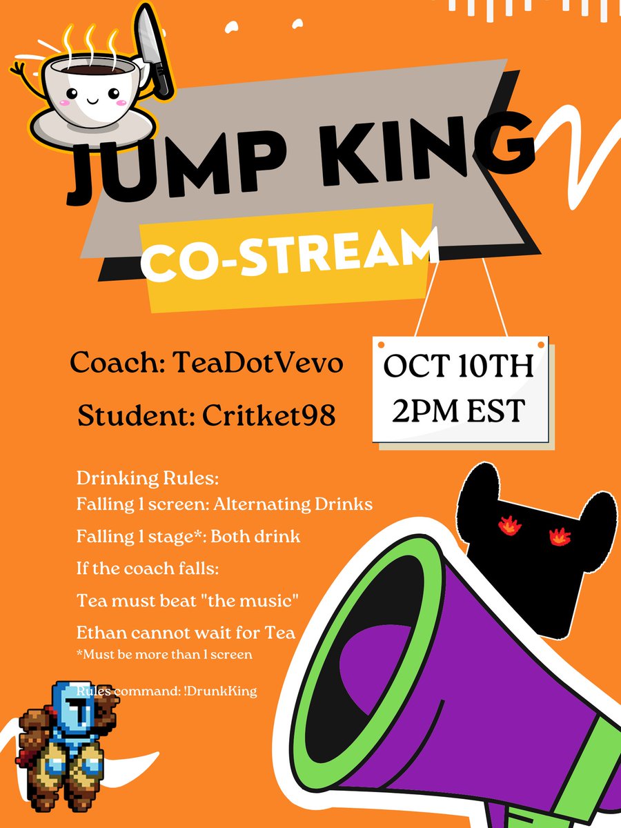 critket98's tweet image. Wait a minute? This doesn't look like right? You know what does look right though? A drunk jump king co-stream Saturday 2PM EST with @TeaDotVevo! Be there or be square!