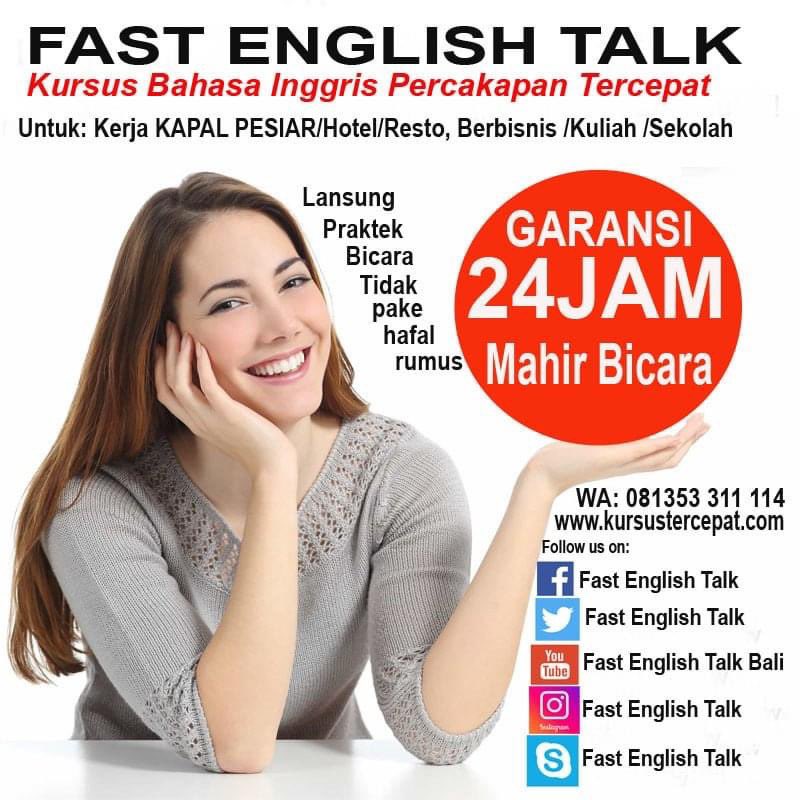 FASTENGLISHTALK's tweet photo. FAST ENGLISH TALK- Kursus Bahasa Inggris Tercepat di Bali ut pelajar, Mahasiswa, pebisnis, ibu Rumah Tangga. Garansi 24Jam Lancar Bicara. Minat WA 081353311114 https://t.co/gFEuTS1OG2 https://t.co/xE7tsRQKCX