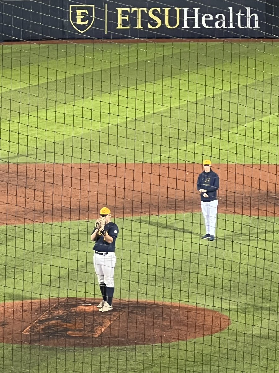 CottenThomas's tweet photo. Cotten on the mound for the first time as a college pitcher.  3 up 3 down https://t.co/Bvc1norEz3